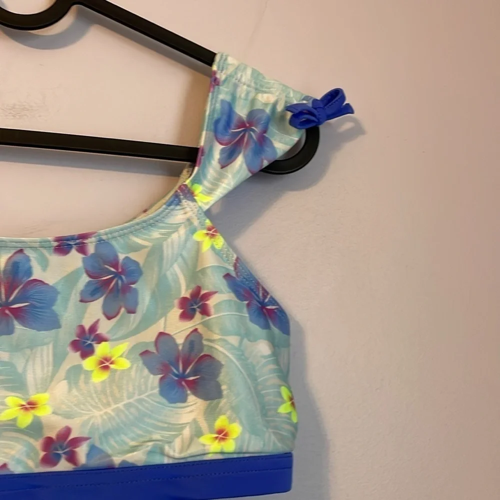 Hurley Cap Sleeve Wide Cinch Strap Floral Bikini Top size XL (13-15 years)